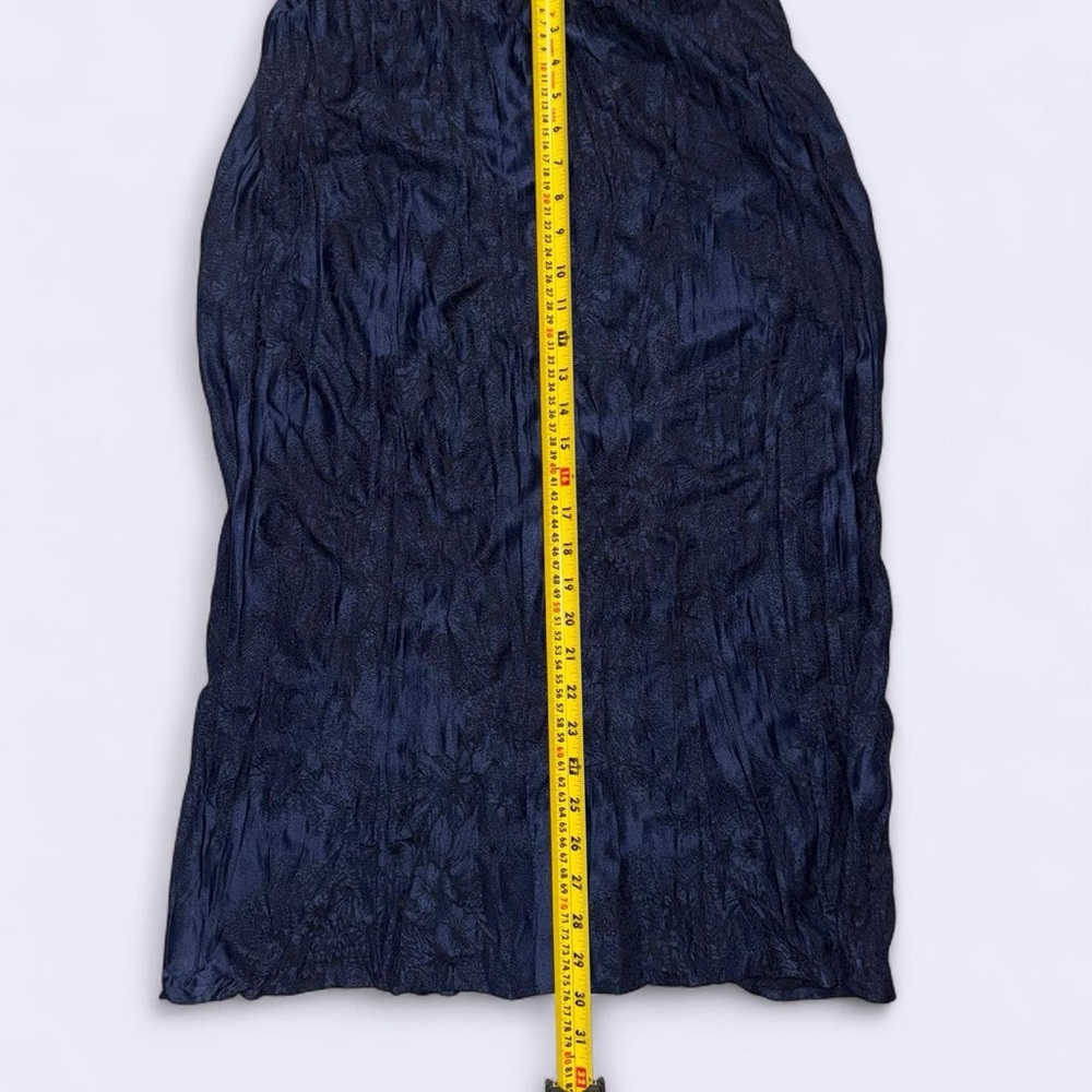 ZARA Crinkled Textured Navy Midi Skirt (Size L / US 10) - Picture 7 of 7